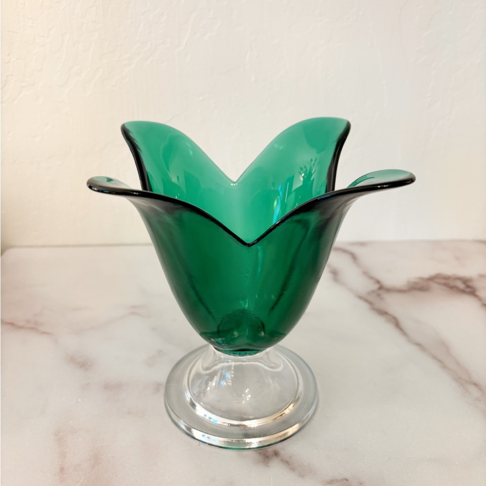 Vintage Emerald Green Tulip Vase Made in Portugal by Studio Nova